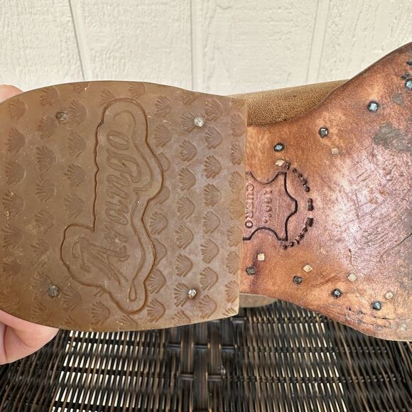 Arango Cowboy Boots Mens Size USA 6 Mex 25 Red Embroidered Western Rodeo - Picture 10 of 12